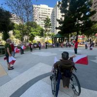 Practice Scout double flags with music.