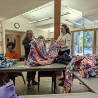 Working hard making blankets