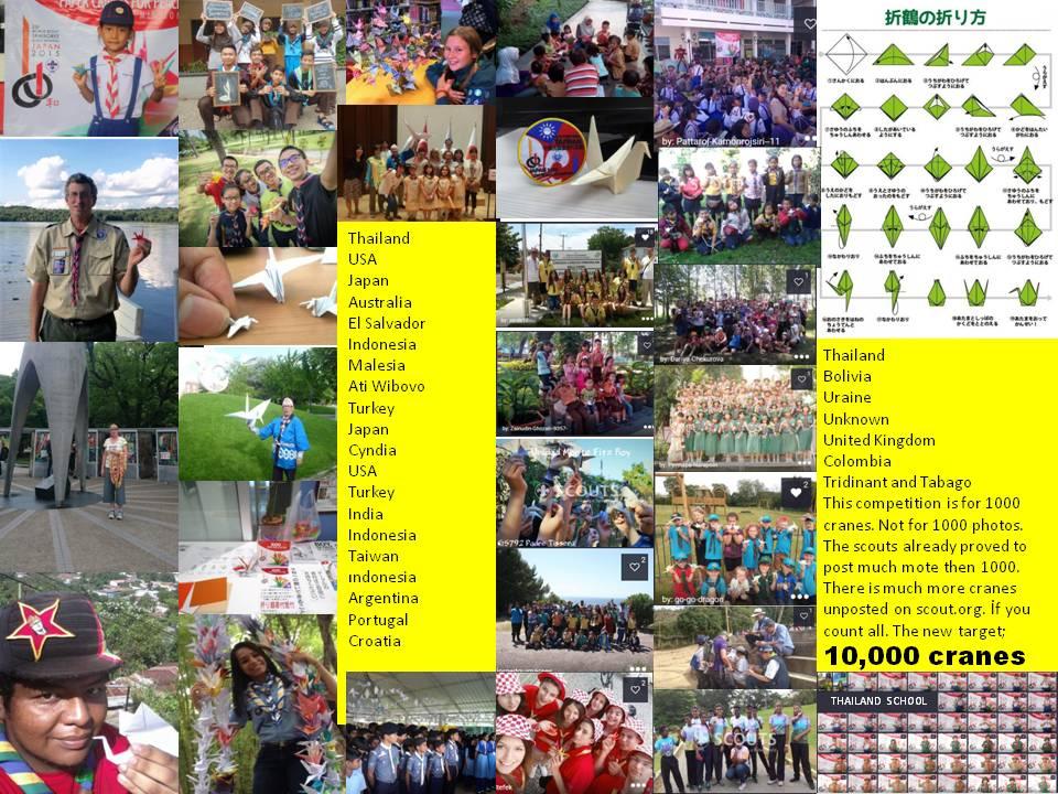 1000 PAPER CRANES FOR PEACE . A NEW TARGET MAY BE DEMANDED AS 10,000 CRANES, GREAT SUCCESS