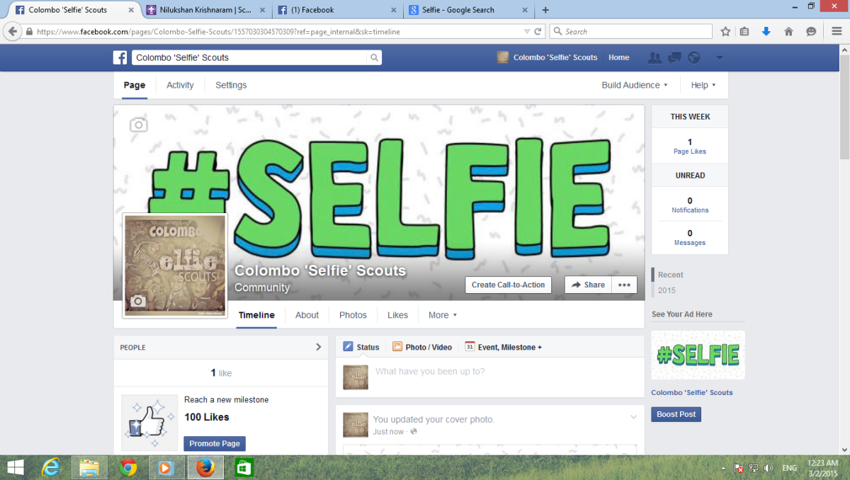 New Page Rises For Selfies by Colombo Scouts