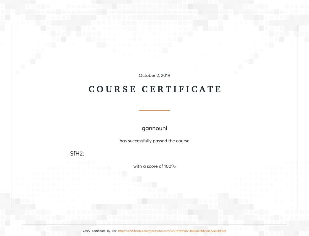 شهادة الحماية من الأذى SFH2