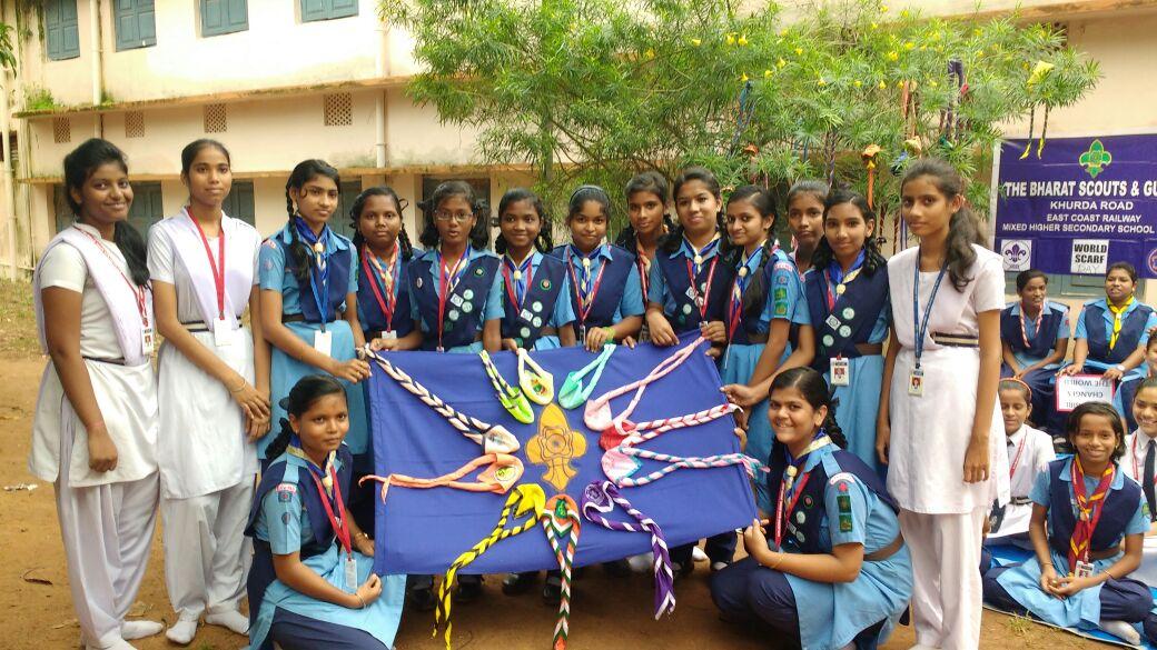 world Scarf Day celebrated by east coast rly Bharat scouts and Guides Khurda Road