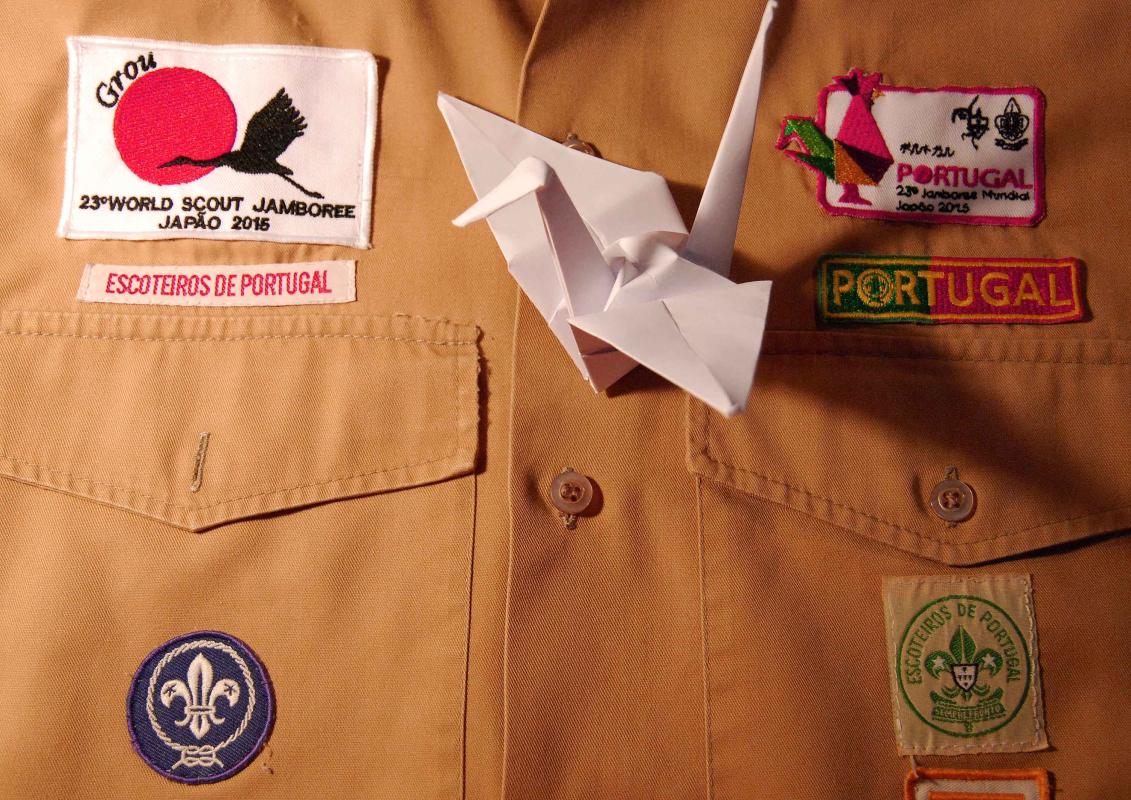 #wsj2015 - Portugal's Grou Patrol with a peace Tsuru