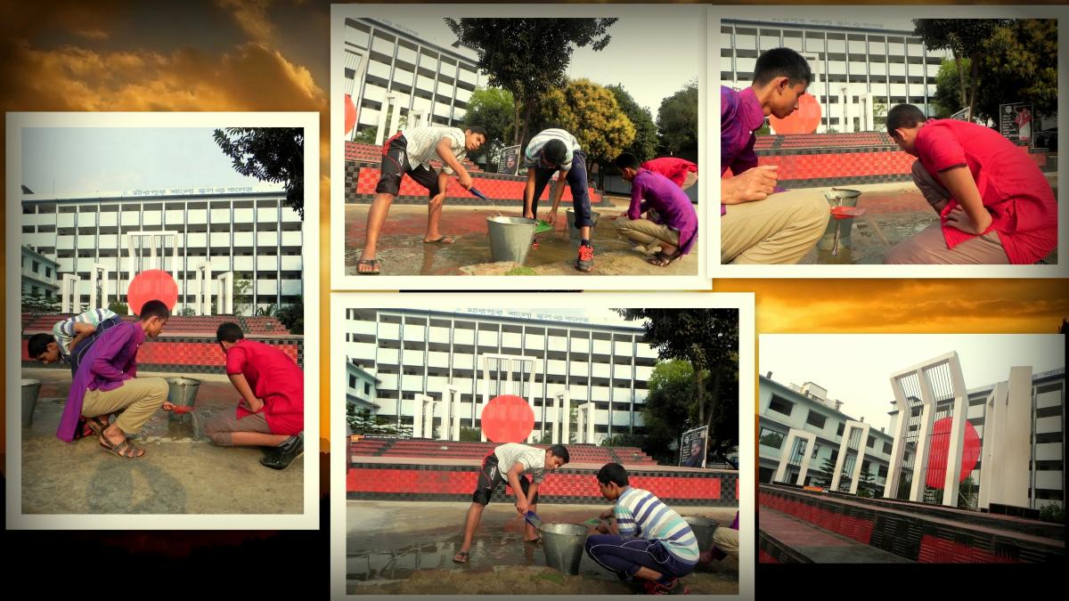 Cleaning work by boys scouts infront of SHAHEED MINAR for celebrating of International Mother Language Day on 21 th February......