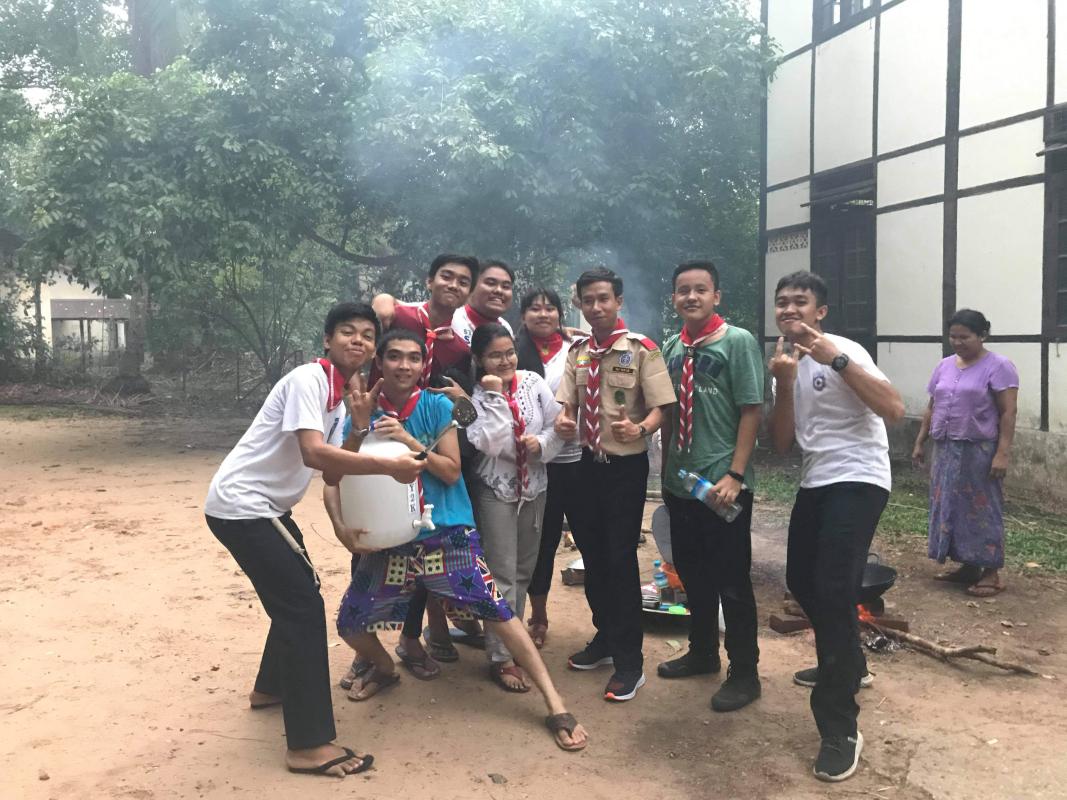 Myanmar Scouts gathered before the Scout Jamboree for the Coronation of King Rama X