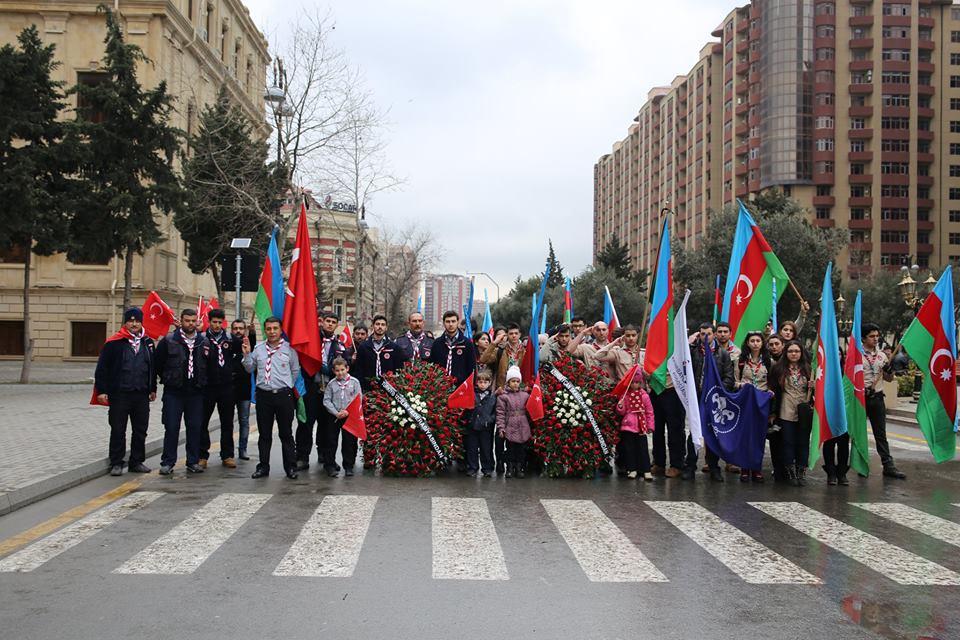 Scouts of Azerbaijan and Turkey  have marched to "Khojaly Genocide Memorial" in Baku