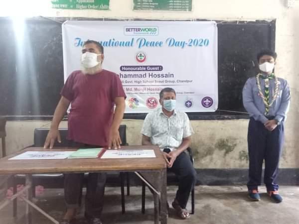 Working As A Speaker in "International Peace Day-2020" Organised by "Hasan Ali Gov't High School Scout Group, Chandpur.