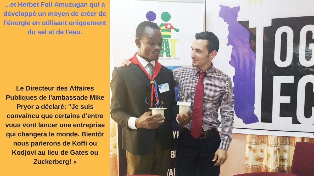 I made and presented a non-harmful battery to the environment at the first edition of Togo Youth Tech Camp