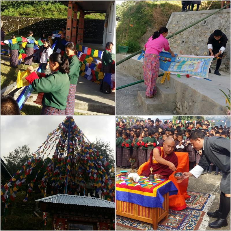 Hoisting of blessed prayer flags (lungdhar)