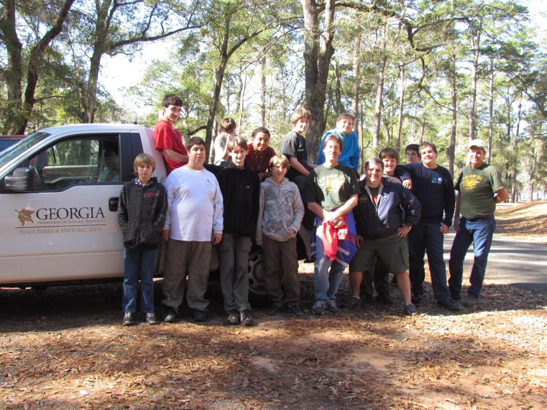 TROOP 211 (APOPKA FLORIDA) TRILLIUM TRAIL CLEAN UP - KOLOMOKI MOUNDS STATE PARK - BLAKELY GEORGIA