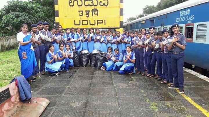 "37th month Swachh Bharat Cleanliness Drive by Bharat Scouts and Guides District Association Udupi. Karnataka State India. "