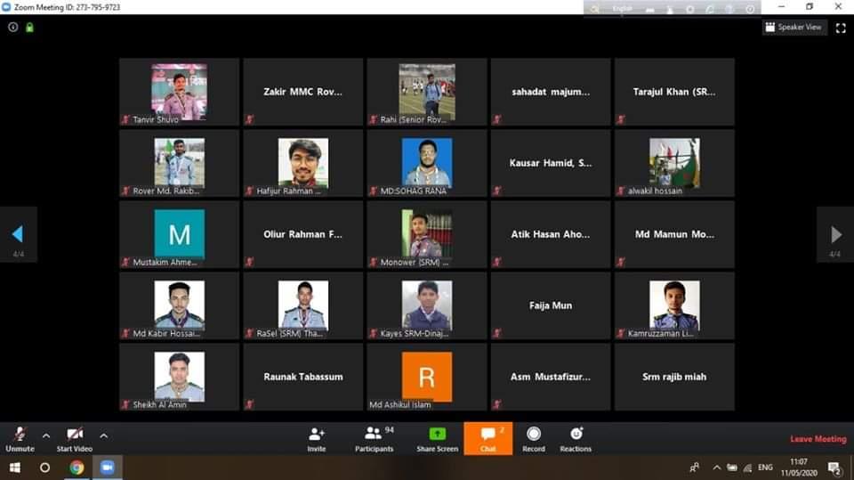 অনলাইনে রংপুর ও সিলেট বিভাগীয় সিনিয়র রোভার মেট ওয়ার্কশপ অনুষ্ঠিত