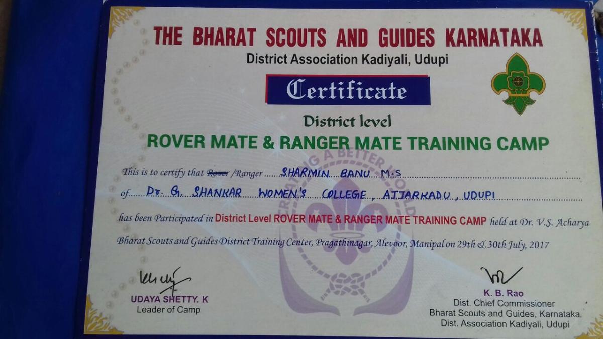 Disrict level Rover Ranger mate training Camp 2017 