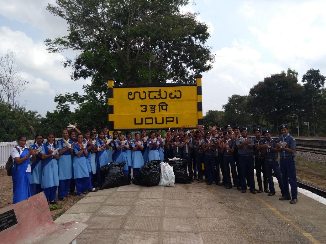 35th month of cleanliness drive program, 'Swacch Bharath Abhiyaan', at Udupi Railway Station , karnataka , India.
