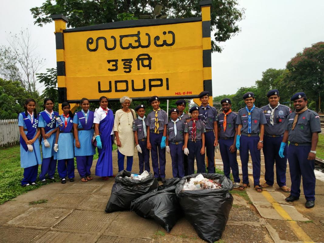 25th month of Swacch Bharath Cleanliness Drive by the Bharath Scouts and Guides, Udupi district, karnataka, India.