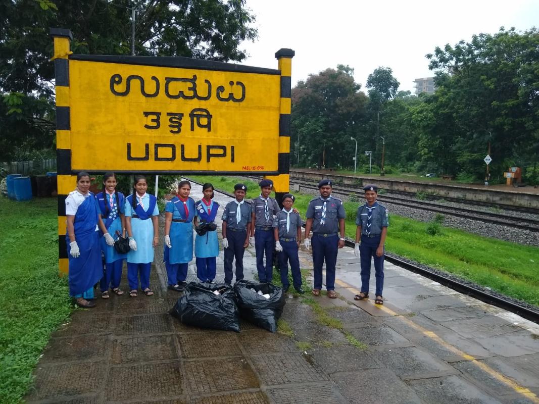 26th month of Swacch Bharath cleanliness drive by The Bharath Scouts and Guides , Udupi , Karnataka, India.