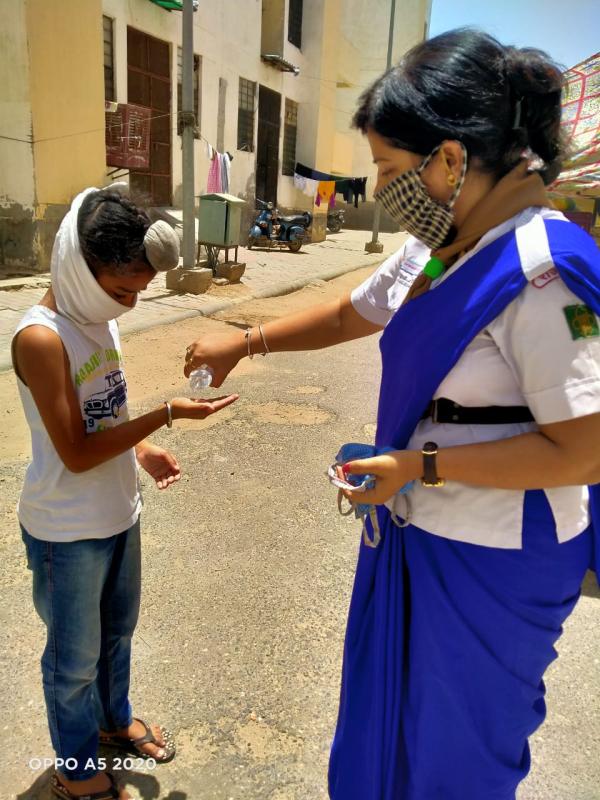  sanetizing work by unit leader suman charan