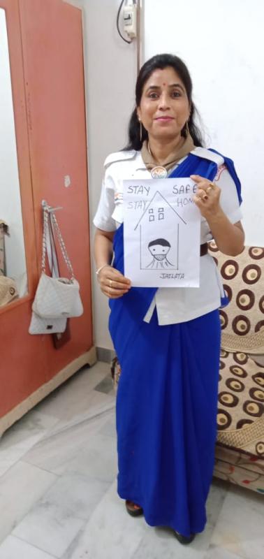 स्टे होम स्टे लाइफ के लिए अपील करती स्काउट गाइड केप्टन जयलता माधव