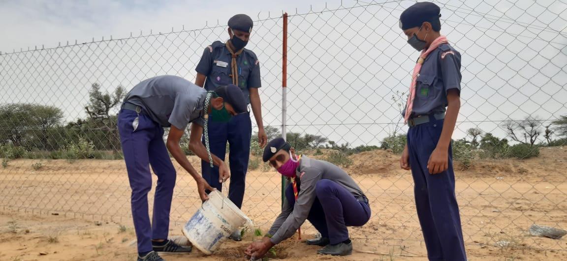 पर्यावरण दिवस के उपलक्ष में पौधे लगाते हुए