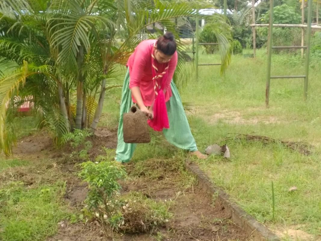 Cleaning the advanture base site of stc Bargaon ITI.