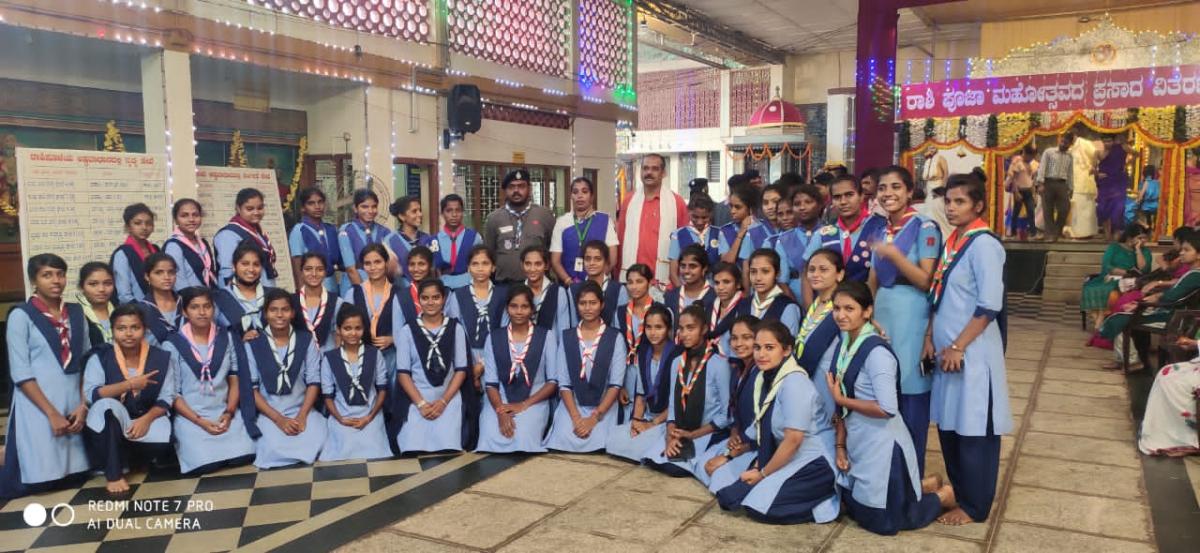"Service at Kodavooru Temple by Rangers of Dr G Shankar Government Women's First Grade College Ajjarkad", BSG Karnataka District Association Udupi. India.