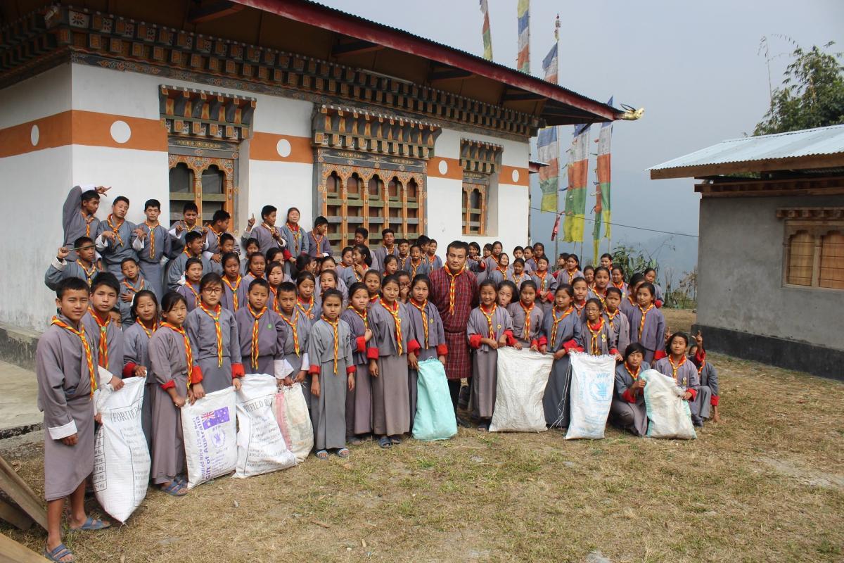 cleaning of community near school and logchina lhakhang 