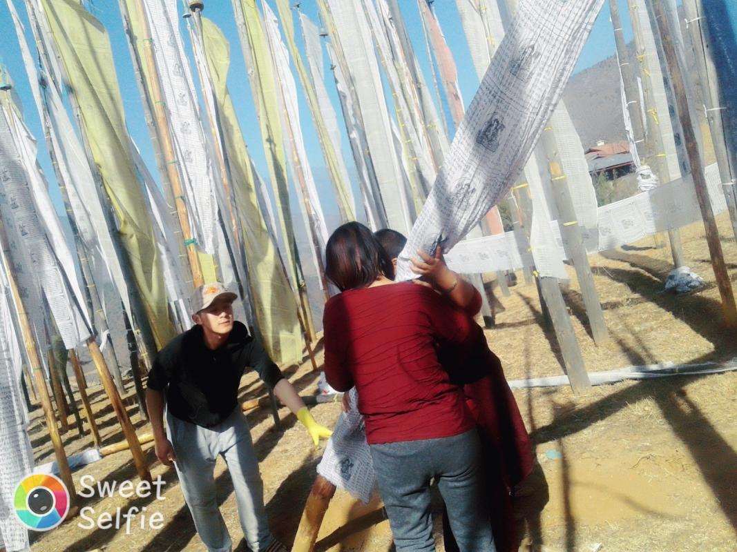 Erecting Prayer flags