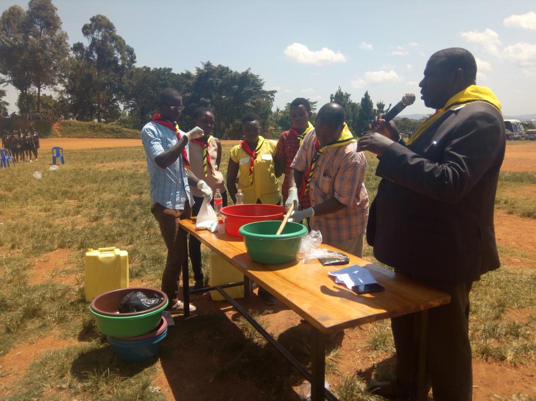 Former inmates (Prison Scouts) demostrating skills they learnt while in Uganda Prison