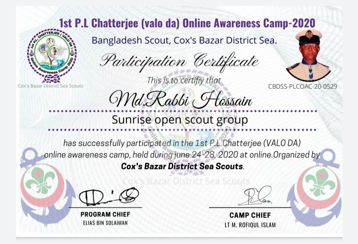 1st P.L Chatterjee Online awareness camp.