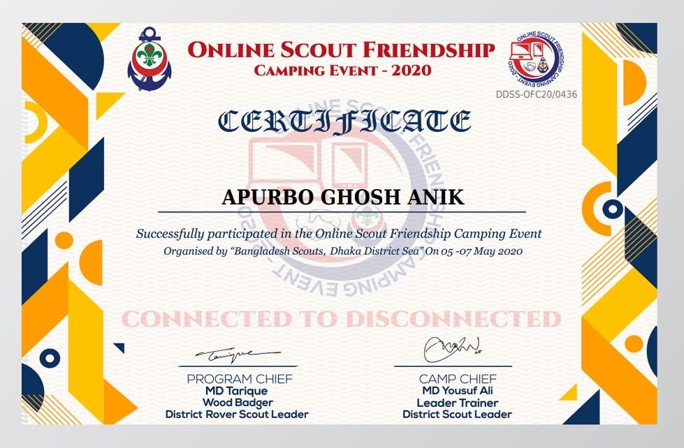 অনলাইন ফ্রেন্ডশিপ ক্যাম্পে অংশগ্রহণ