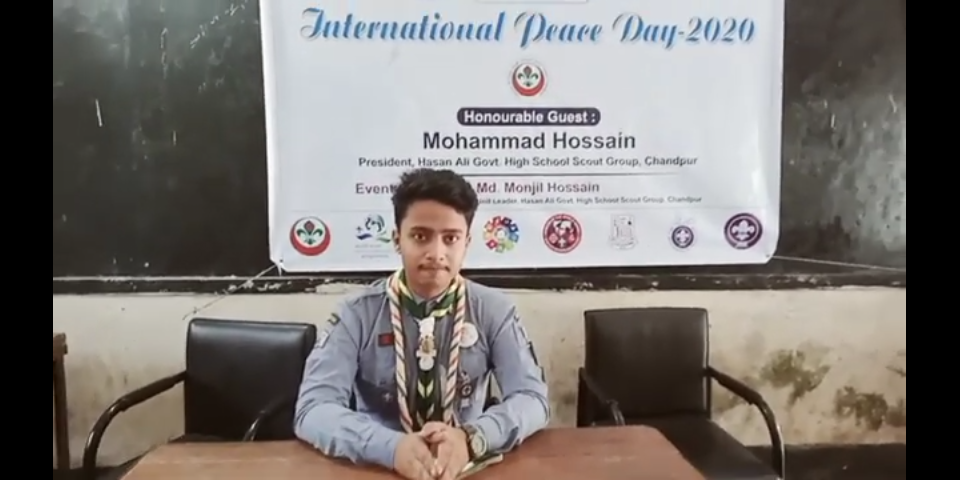 Giving Speech On Peace in "International Peace Day-2020"Organised by "Hasan Ali Gov't High School Scout Group,Chandpur."