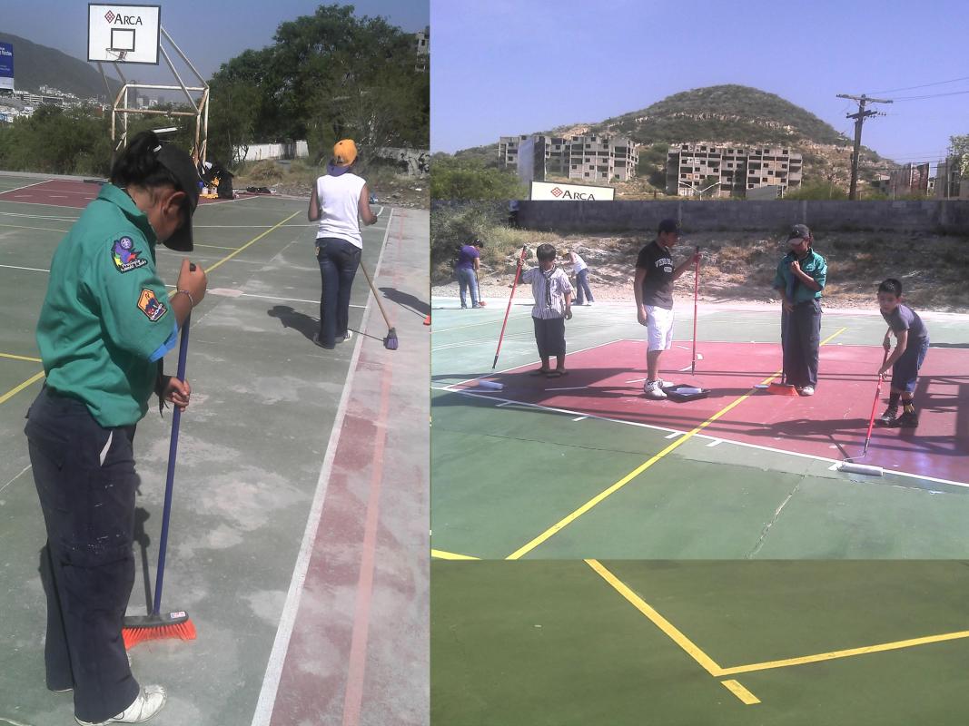 Limpieza, Pintado y Restablecimiento de Cancha en Comunidad  de Escasos Recursos