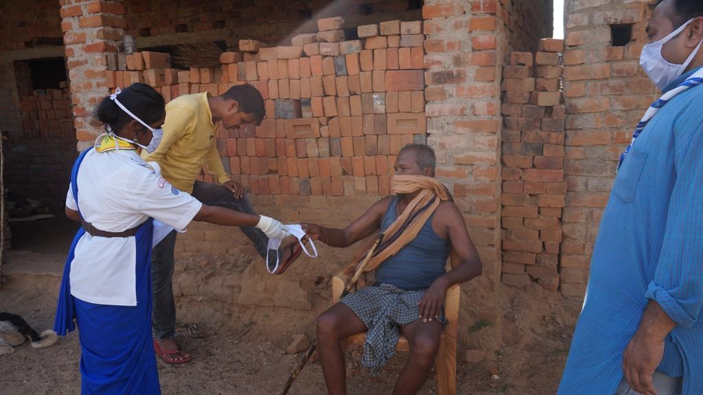Mask distribution at Bagbud village of Bargaon Block, Sundargarh, Odisha