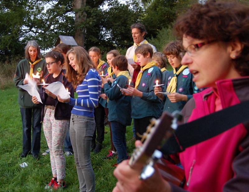Peace Pole planted by scouts in Kirkbymoorside, UK