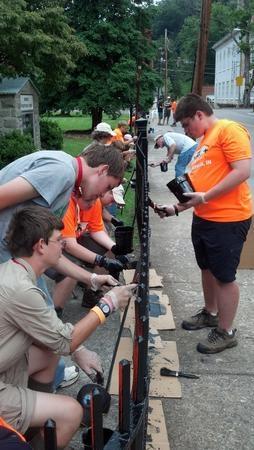 Scouts from Troop B341 out of the Crossroads of America Council in Indiana give back to the Community