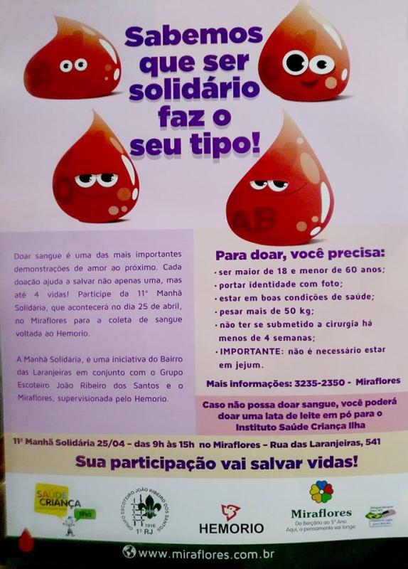 Doação de Sangue para o Hemorio e Leite para o Saude Criança Ilha + 600 pessoas beneficiadas