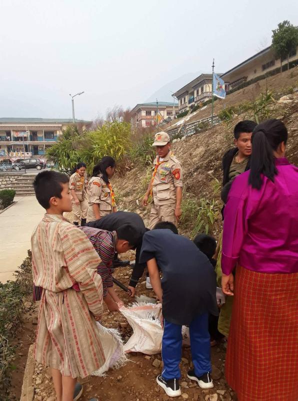 Cleaning at school campus  