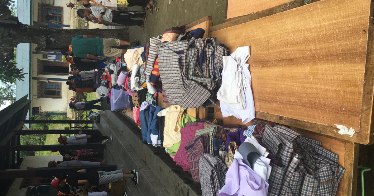 Distribution of jumbled clothes and gifting the teaching aids World