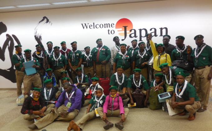 THE SCOUT ASSOCIATION OF NIGERIA ARRIVES AT NARITA AIRPORT TOKYO FOR THE 23RD WORLD SCOUT JAMBOREE AT YAMAGUCHI KIRARA-HAMA JAPAN