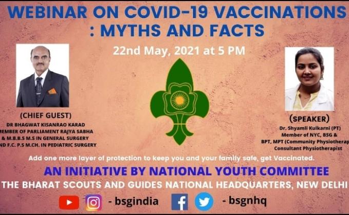 BHARAT SCOUTS AND GUIDES IS GOING TO ORGANISED A COVID VACCINATION VIRTUAL WEBNIAR ON 22nd MAY 2021