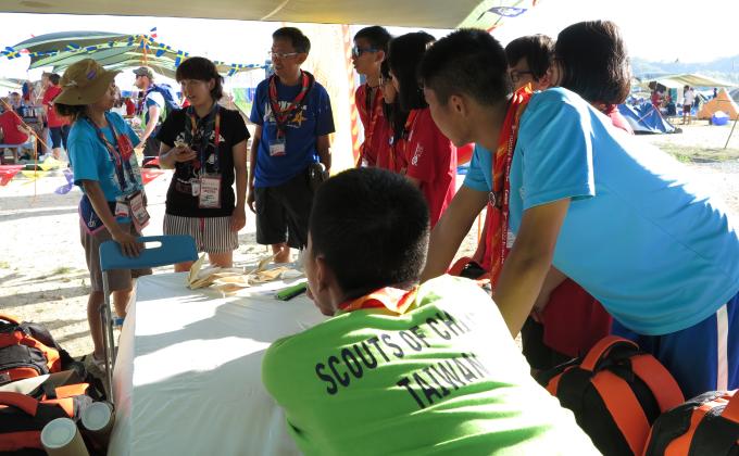 Taiwanese Scouts Making Their Paper Cranes