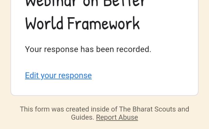 EVENT FEEDBACK WABINAR ON BETTER WORLD FRAMEWORK BY FIROZ KHAN SER BSG ADRA