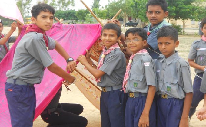 camping in open by Scouts & Guides of Kendriya Vidyalaya Fazilka organized by A K Gupta, Scout Master.