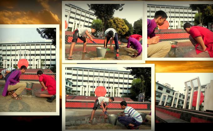 Cleaning work by boys scouts infront of SHAHEED MINAR for celebrating of International Mother Language Day on 21 th February......