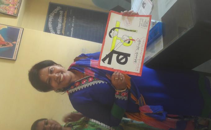 कन्या भ्रूण हत्या बन्द करो का संदेश देती यूनिट लीडर सुमन चारण, राजस्थान 