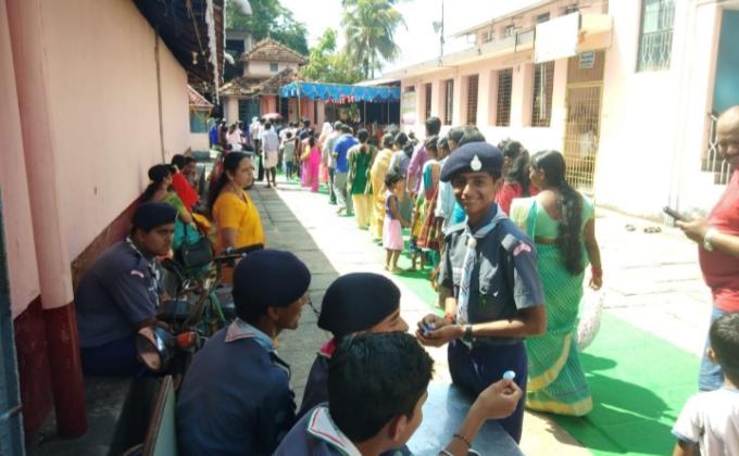 Community service at Mahishamardhini temple kadiyali udupi,Bharth scout and guide district association udupi.from 7th oct to 19 th oct 2018