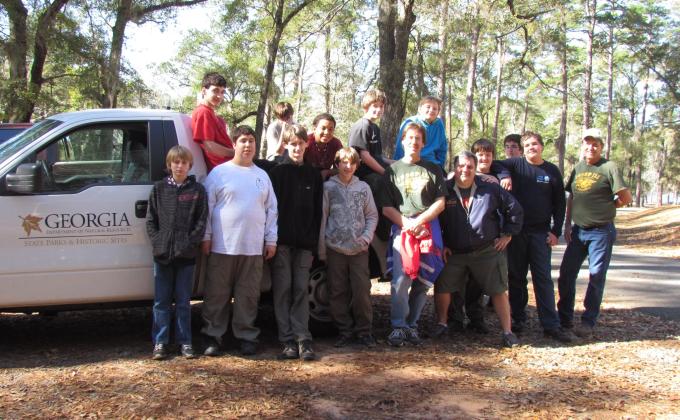 TROOP 211 (APOPKA FLORIDA) TRILLIUM TRAIL CLEAN UP - KOLOMOKI MOUNDS STATE PARK - BLAKELY GEORGIA