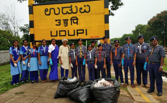 25th month of Swacch Bharath Cleanliness Drive by the Bharath Scouts and Guides, Udupi district, karnataka, India.