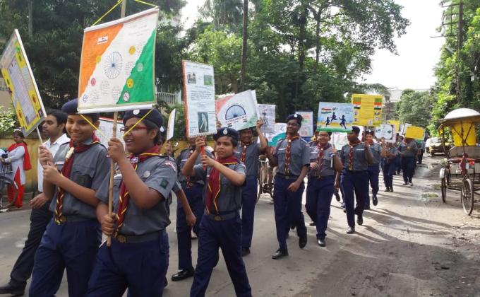 # Service for the Nation with a Spirit of Patriotism. Marchpast and Training by Guides for Independence Day