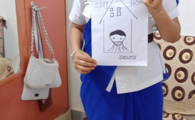 स्टे होम स्टे लाइफ के लिए अपील करती स्काउट गाइड केप्टन जयलता माधव